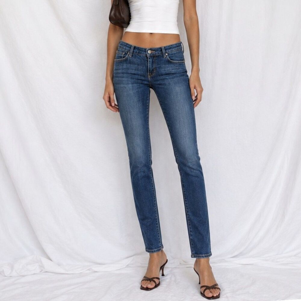 Vintage Y2K Abercrombie Dark Wash Low Rise Slim Straight Cut Denim Jeans XXS/XS